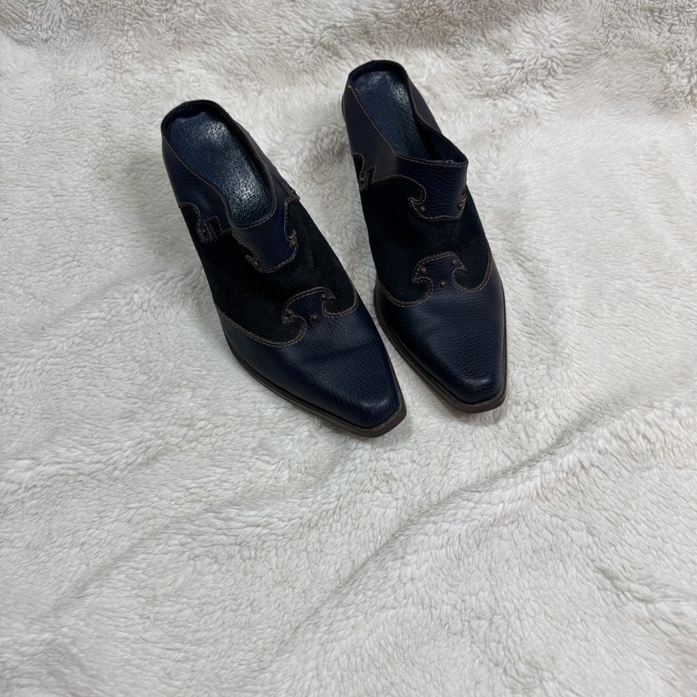 Vintage Western Wear Blue Leather‎ Suede Slip On